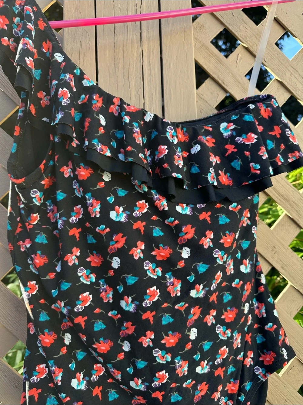DKNY One-Shoulder Floral One Piece Bathing Suit - 14 - Picture 3 of 8